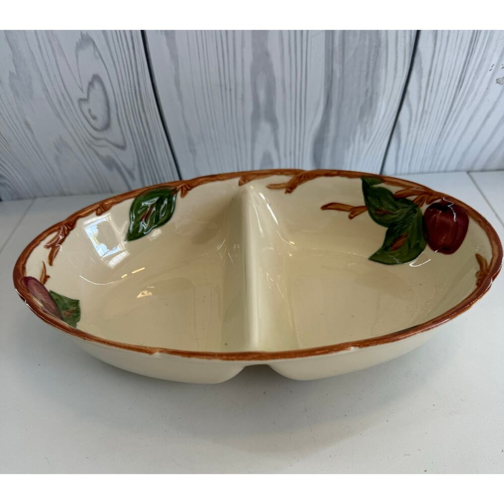 VTG Franciscan Apple Divided Oval Serving Vegetable Bowl Dish USA